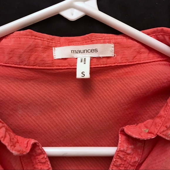 Maurices Coral Button Up Oxford Blouse Small - Picture 2 of 4